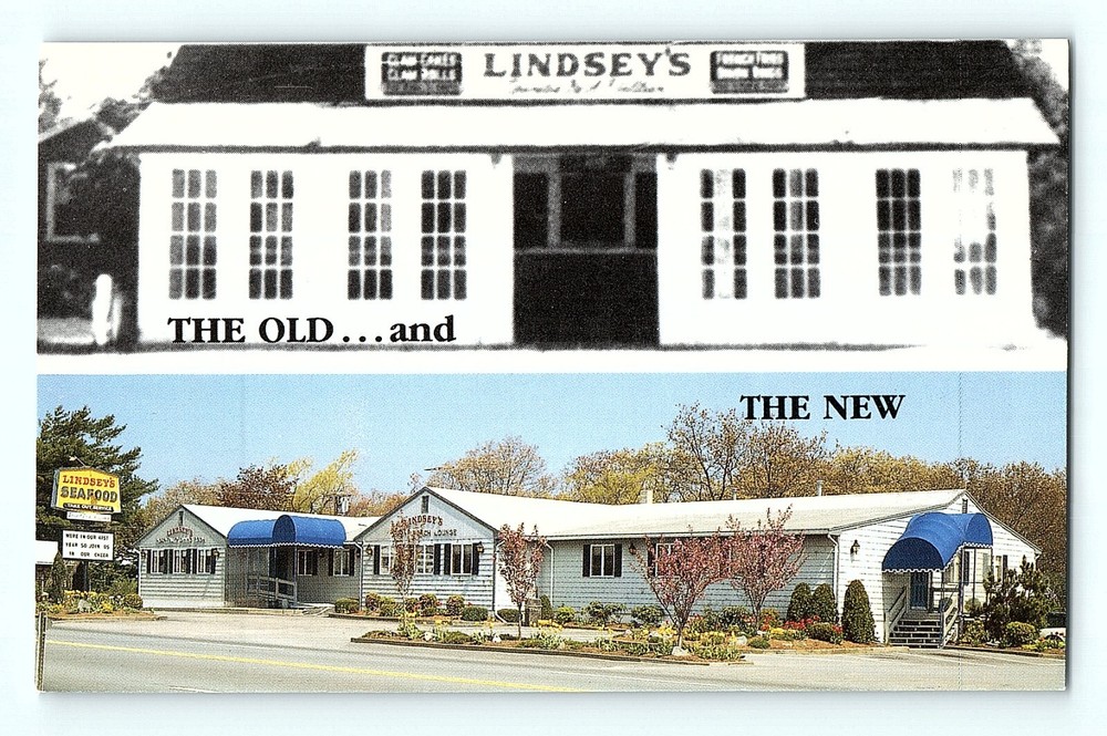 Lindsey's Restaurant Buzzards Bay Cape Cod MA Old & New Pictures Postcard E7
