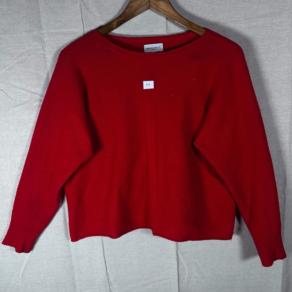 Bianco & Blu Italy Red Merino Wool Cashmere Blend Sweater Womens Small