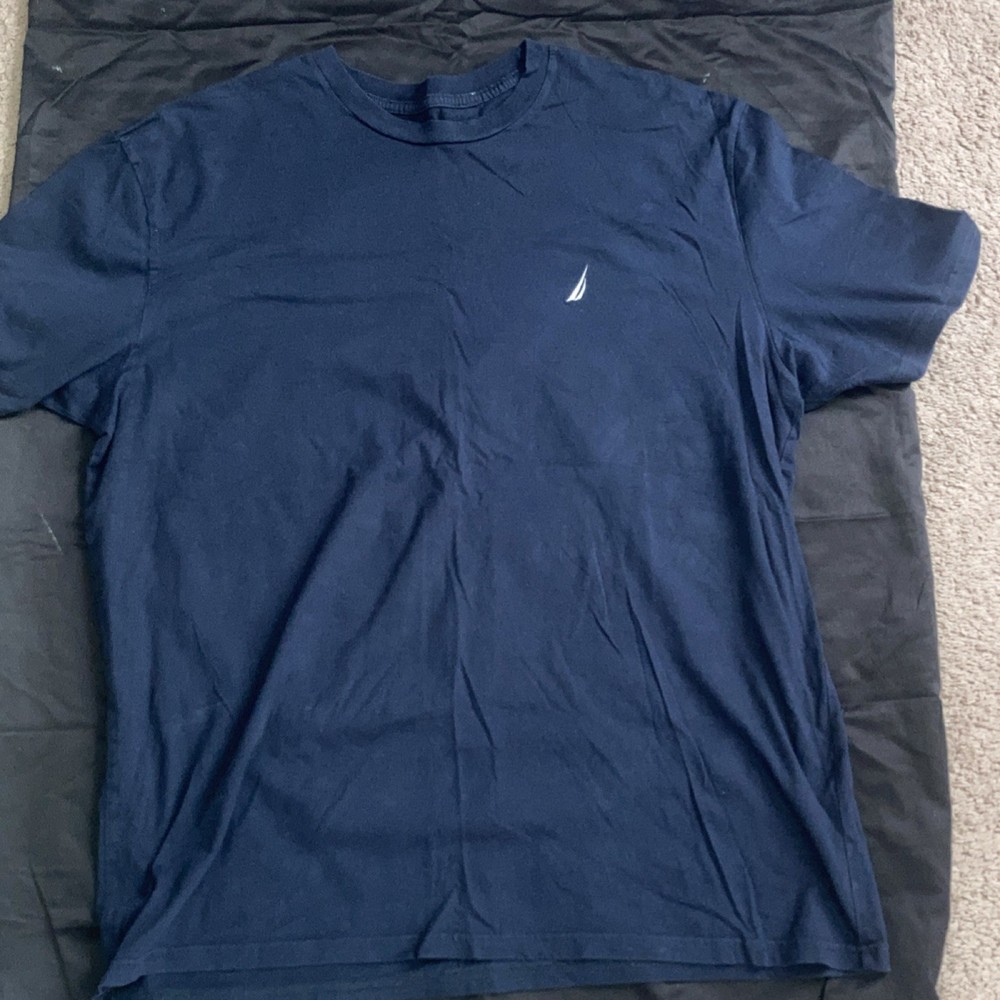 Nautica Navy Blue Cotton Crew Neck Short Sleeve T-Shirt Men's XL Logo