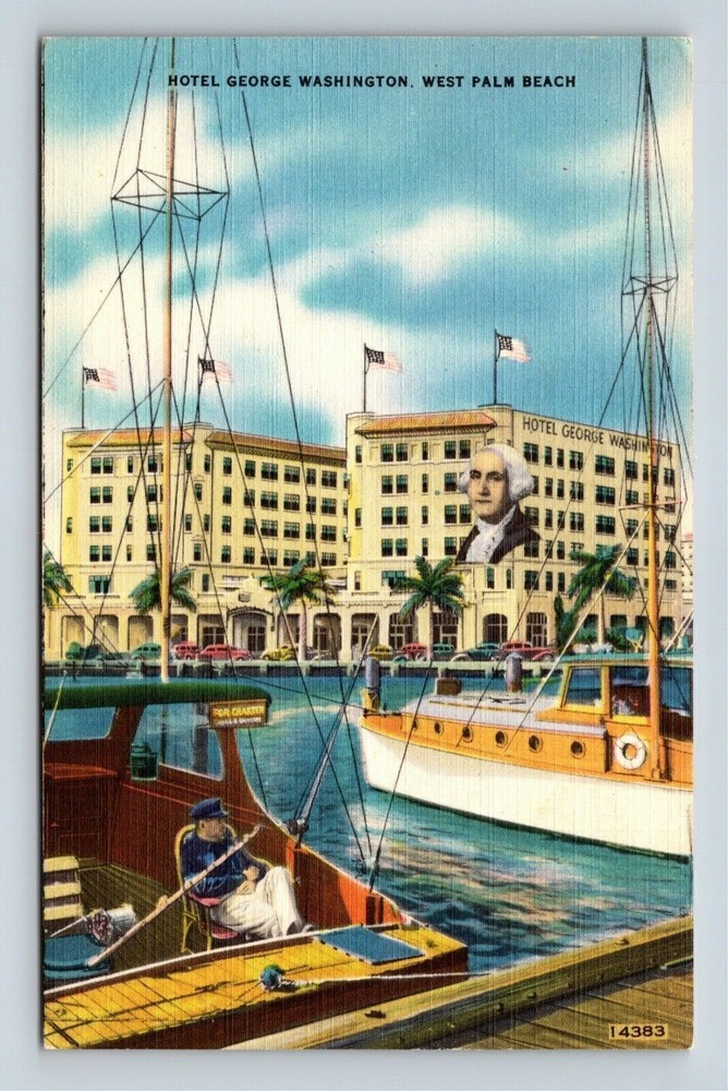 West Palm Beach FL, Hotel George Washington, Florida Vintage Postcard