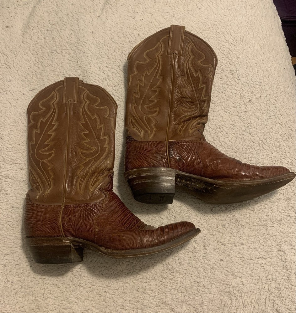 Men's Justin 8303 Peanut Brittle Lizard Western Boots in 9 EE