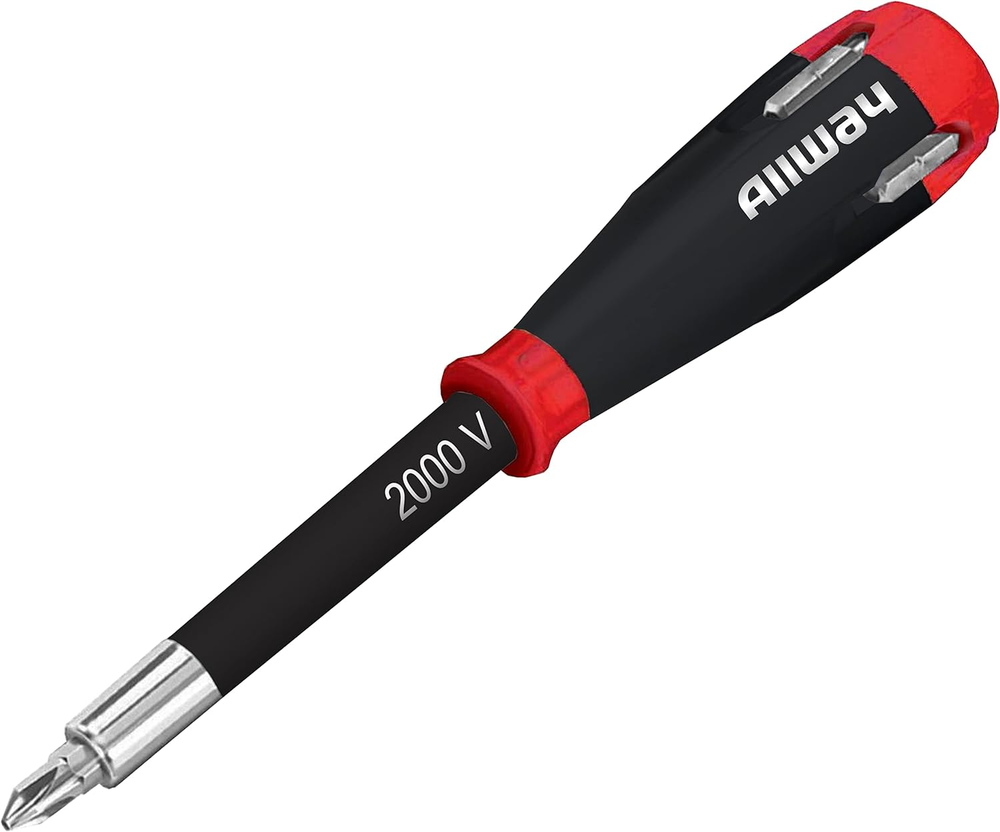 ALLWAY SD41 5-in-1 Lightweight Shockproof Screwdriver Set with 4 Interchangeable Bits