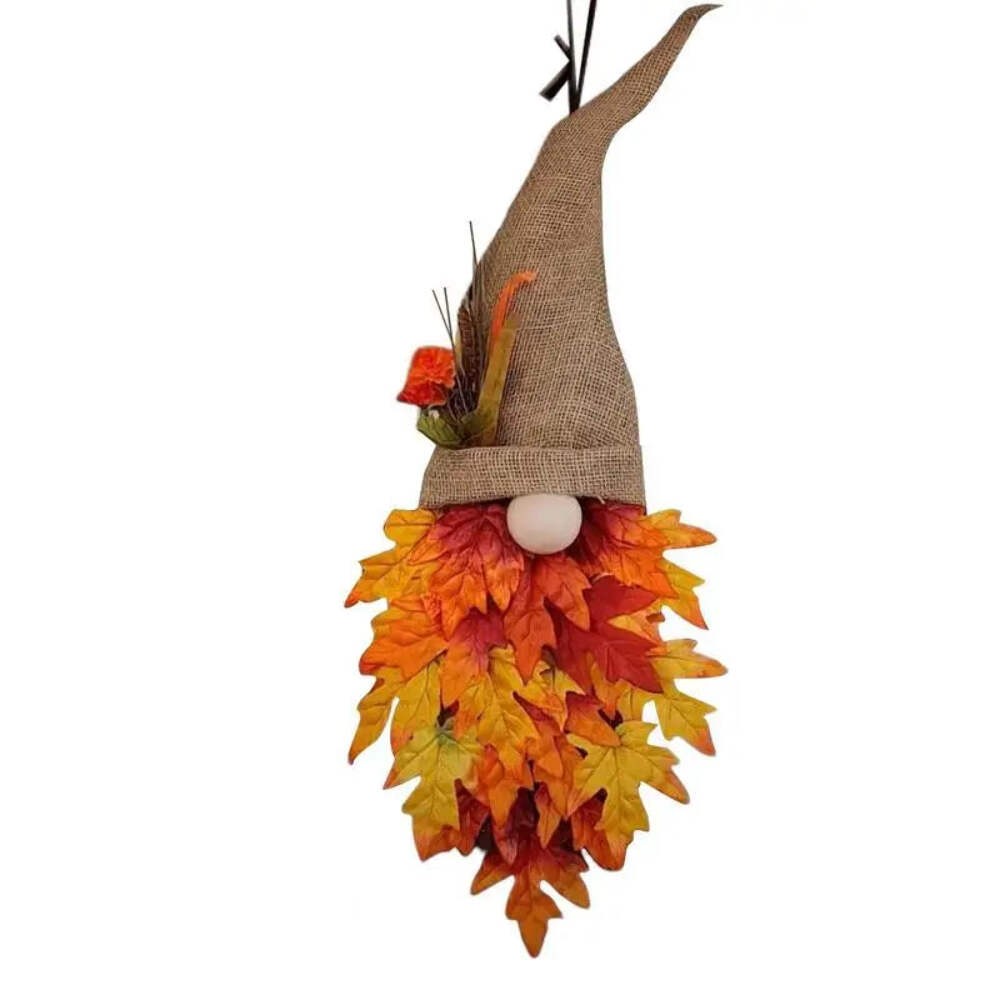 NNEOBA Gnome Maple Wreath Fall Harvest Front Door Decor