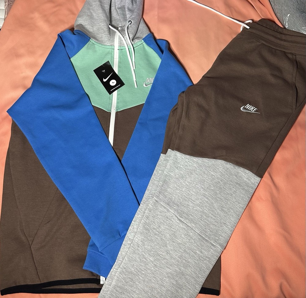 Nike Men's Colorblock Hooded Full Zip 2-Piece Tracksuit Hoodie Pants S