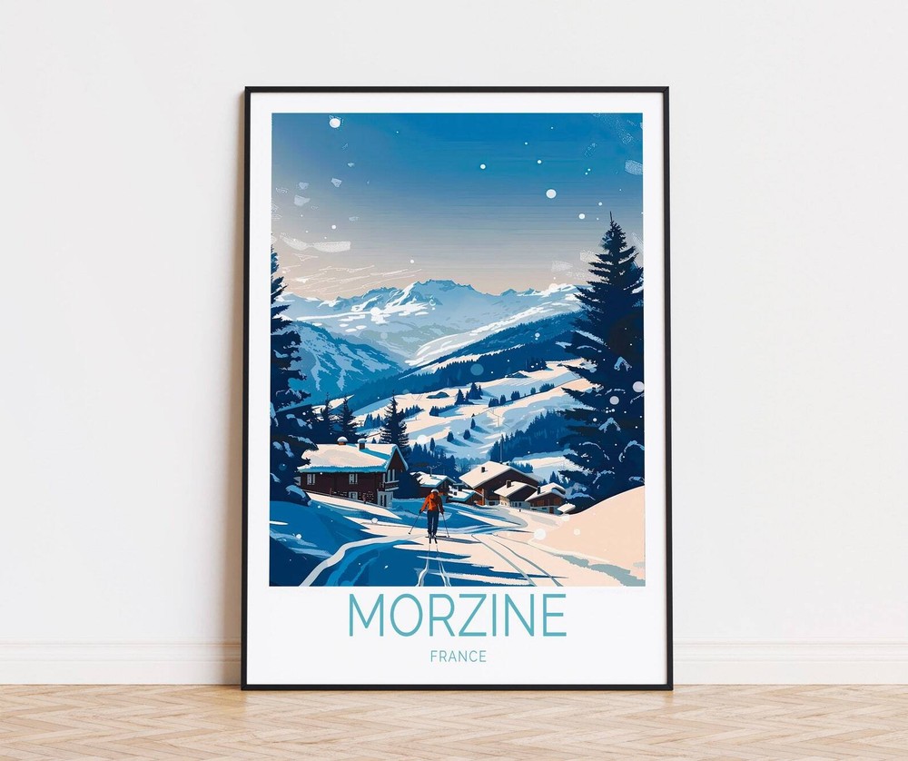 Morzine Travel Poster France Travel Wall Art Skiy Holiday Poster France Custom