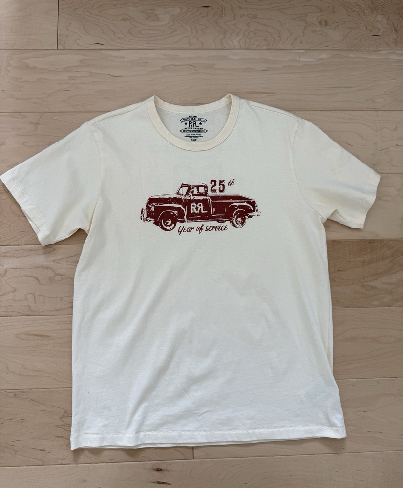 RRL Double RL Ralph Lauren Cream Cotton T shirt Mens size Medium