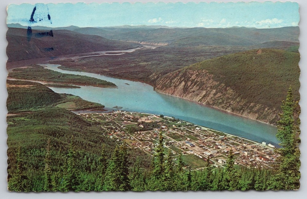 Dawson City Yukon Postcard Gold Rush Historic Center Aerial Yukon River View