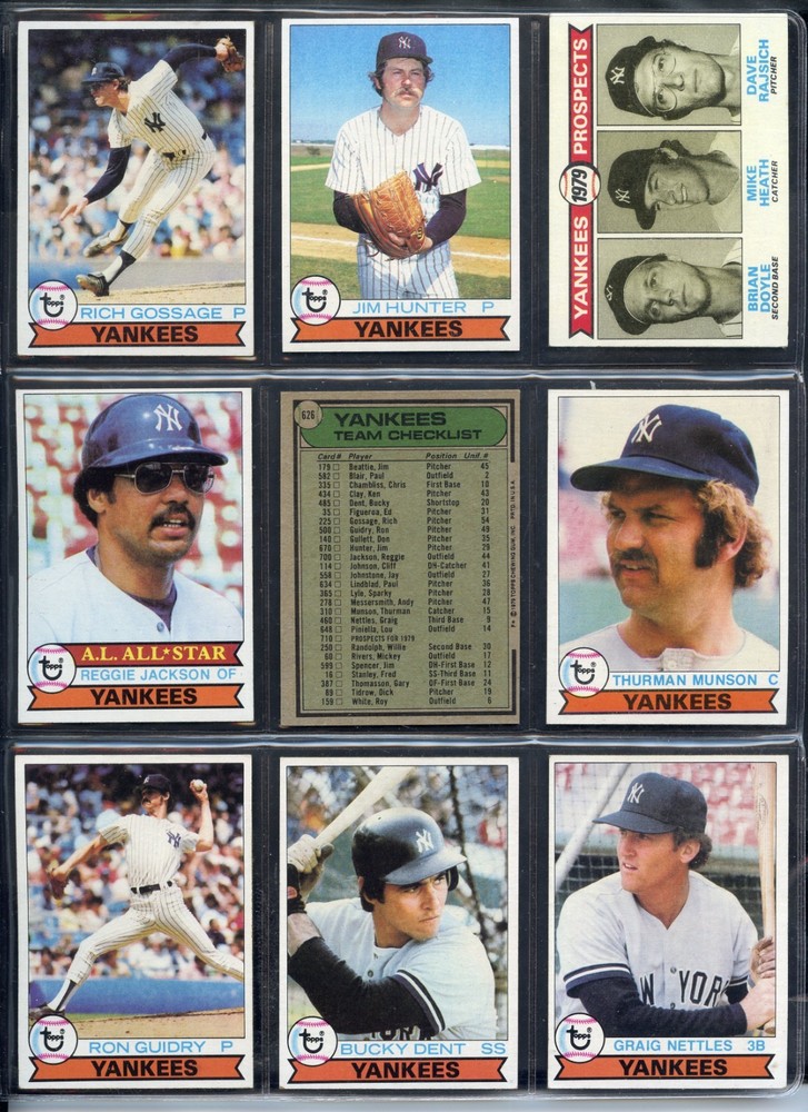 1979 Topps New York Yankees Team Set 29 Cards W/ Reggie Jackson Thurman Munson
