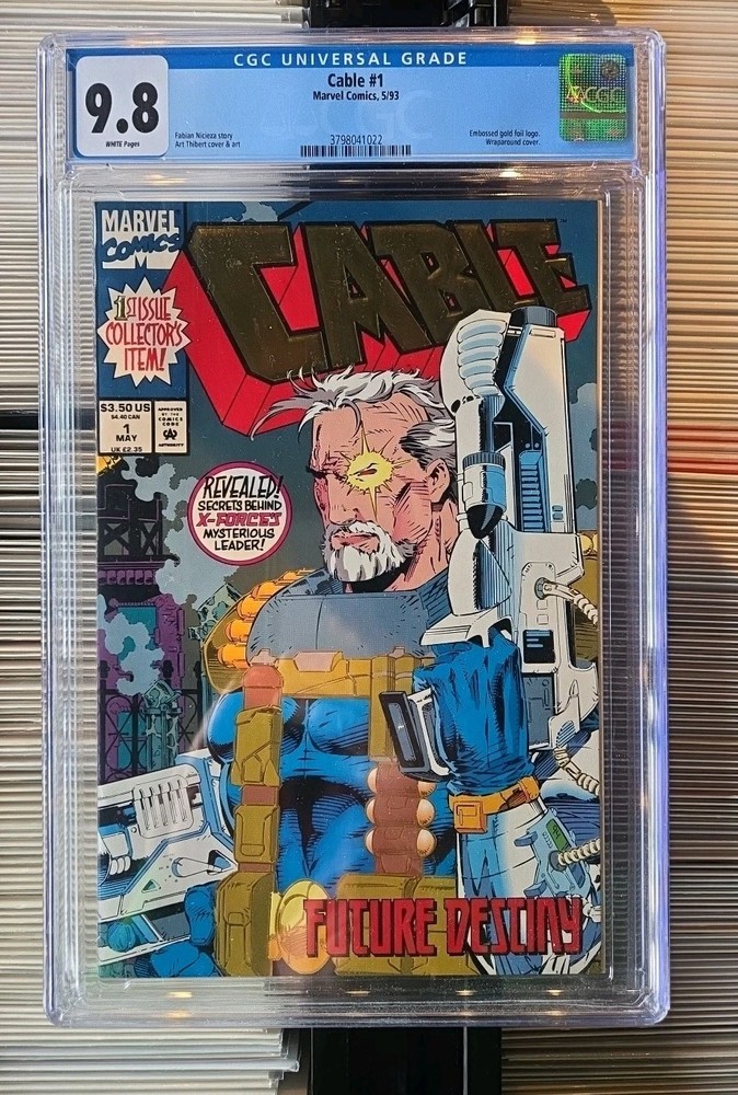 Cable #1 ,CGC 9.8, Embossed Gold Foil Logo, Marvel 1993, White Pages