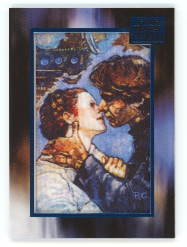 HAN SOLO PRINCESS LEIA 2018 Star Wars Galaxy Art Blue Patch Card #M-HL 013/199