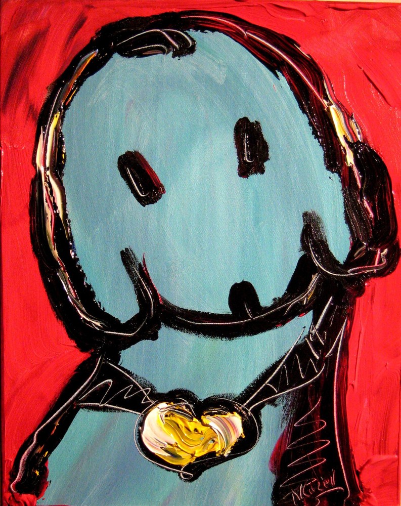 BLUE DOG Abstract     Original Oil Painting  IMPRESSIONIST NO RES. BY KAZAV