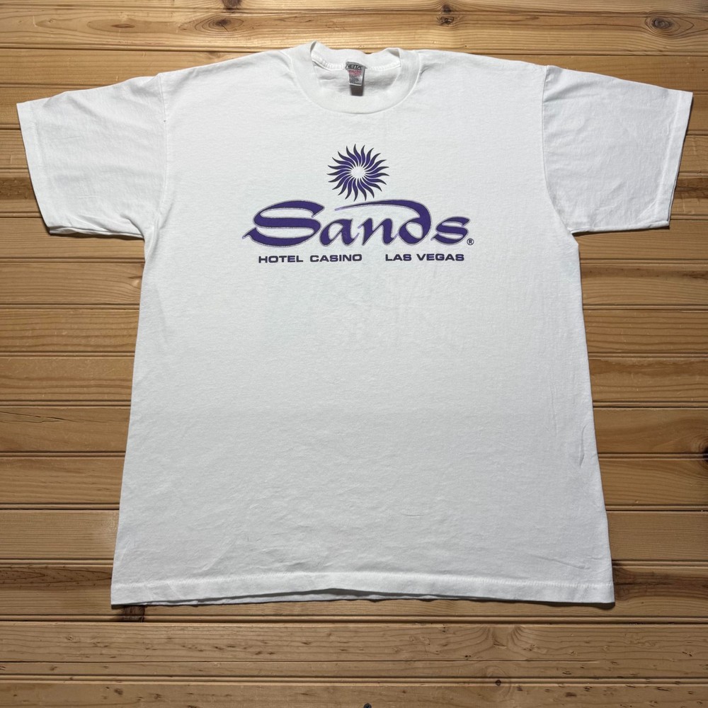 Vintage 90s Sands Hotel Casino Las Vegas Nevada Graphic Promo T-Shirt USA - XL