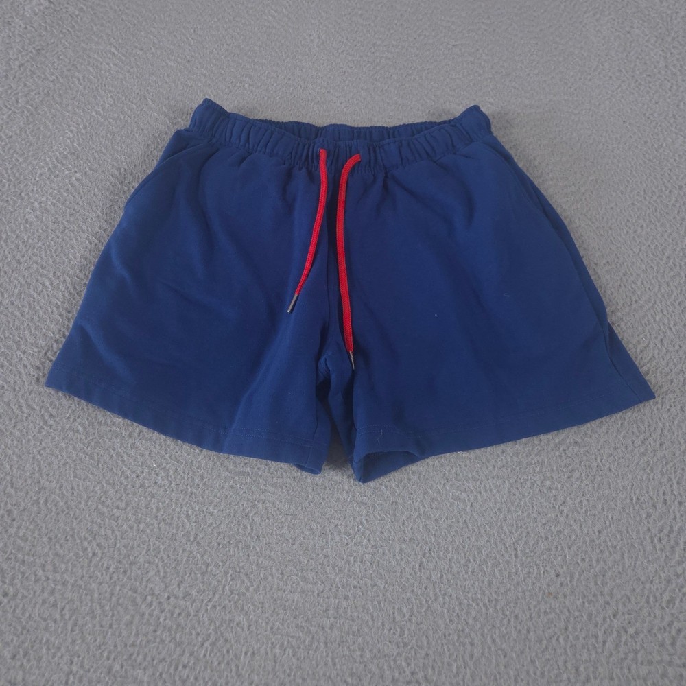 Chubbies Shorts Mens Small Blue Solid Fleece Elastic Waist Red Drawstring Pocket