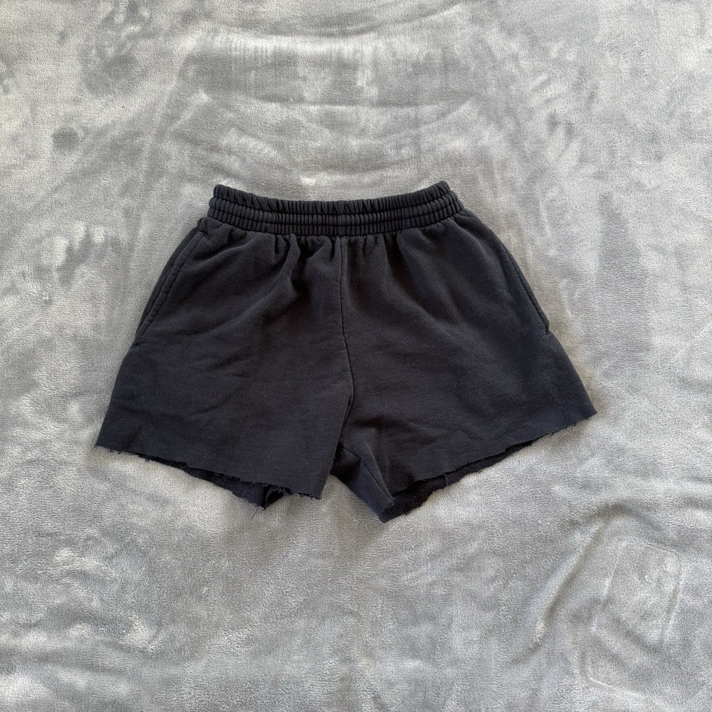 Fruit of the Loom Men's Black Sweat Shorts Drawstring Pockets Cotton