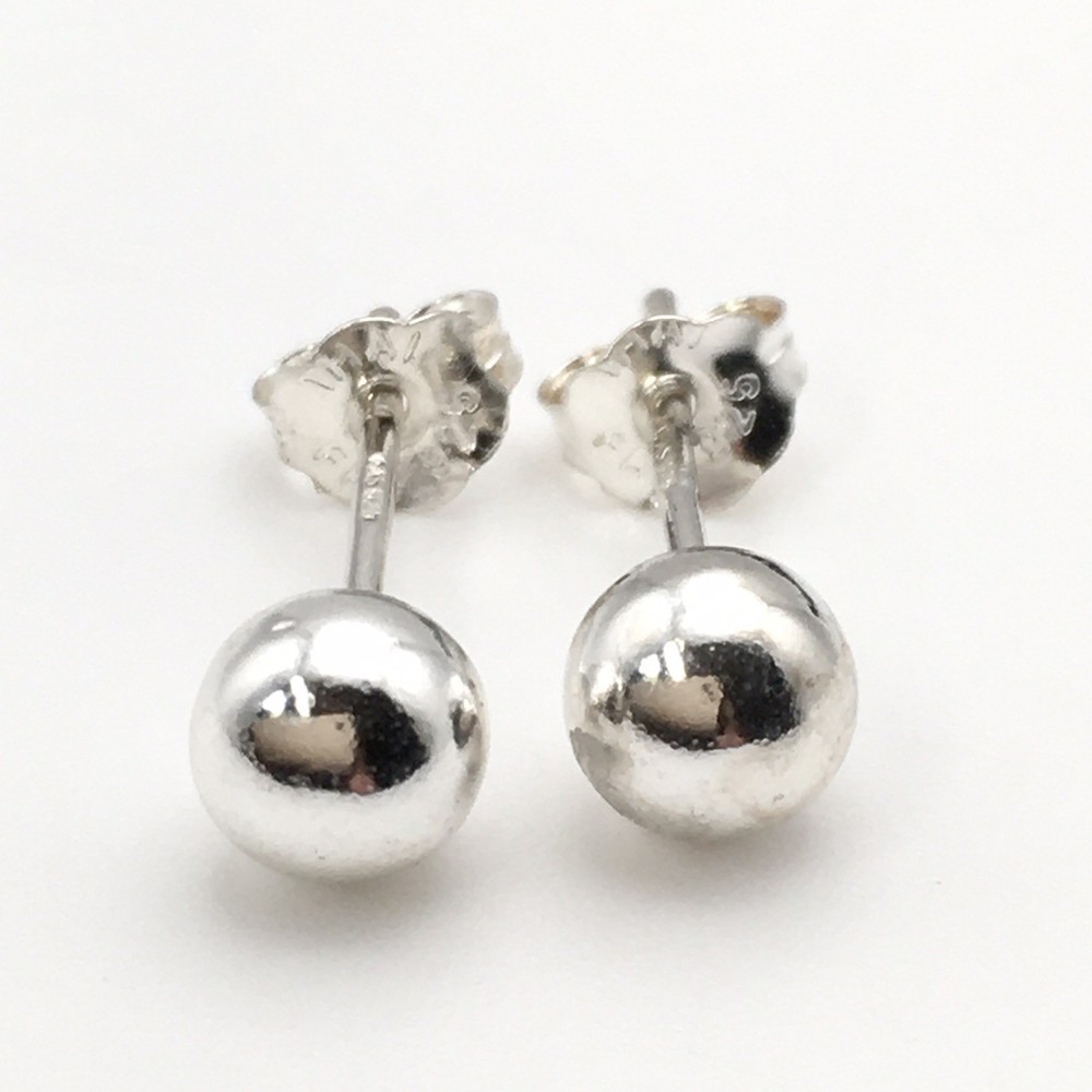Vintage Sterling Silver 5mm Ball Stud Post Earrings Marked FAS 925 #99