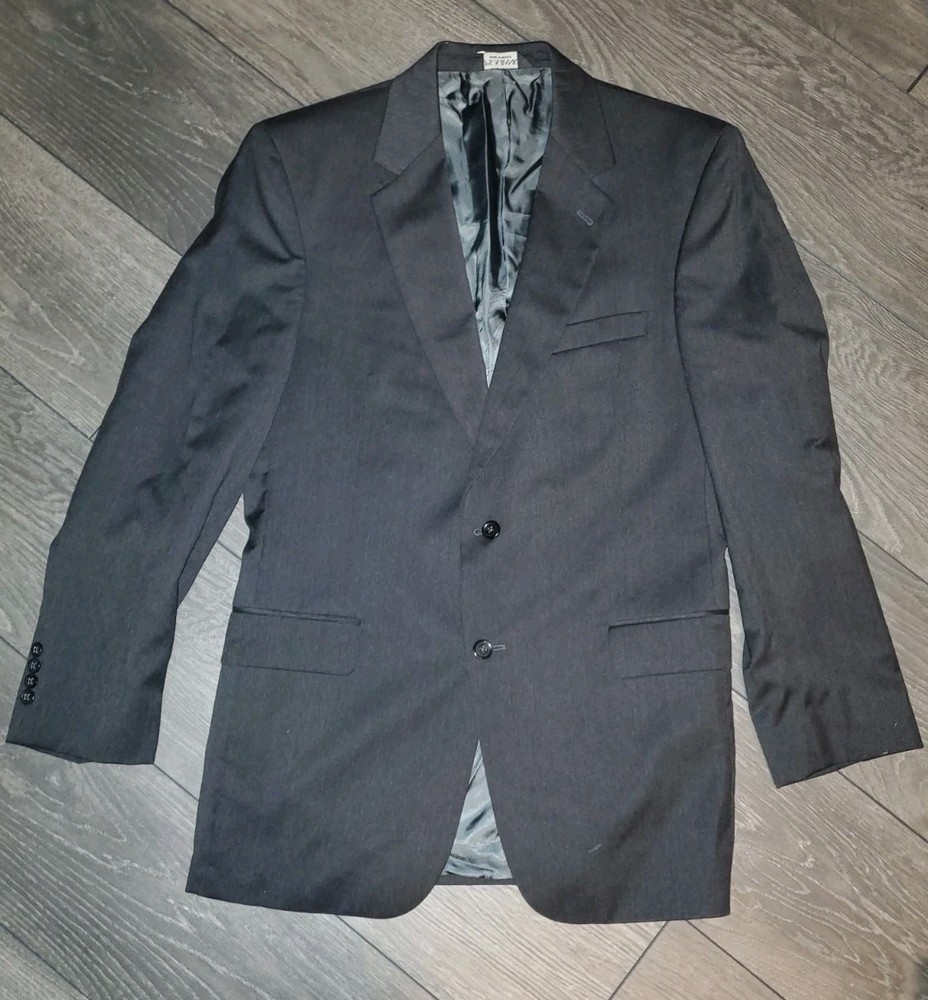Jos A Bank 100% Wool Mens 42L Charcoal Blazer 2 Button Sport Coat