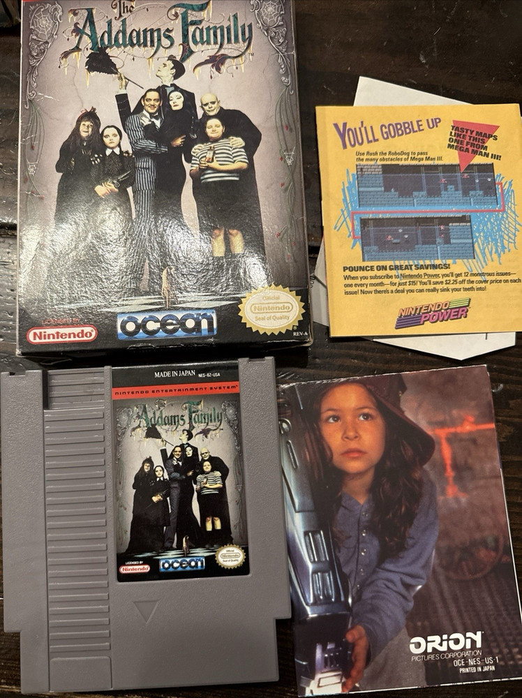 The Addams Family Nintendo NES Ocean w/ Box Inserts Manual NTSC-U/C Action