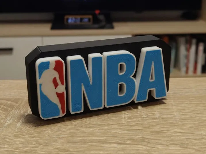 NBA Logo 3D Printed Sign Basketball Sports Decor Desk Plaque Man Cave