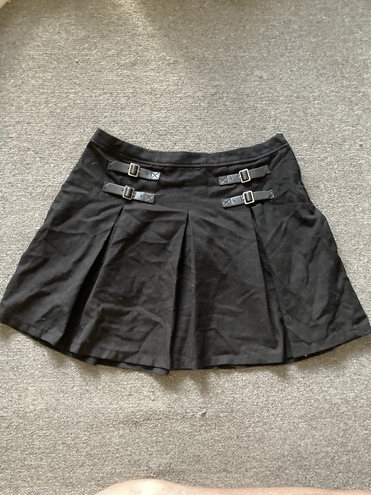 Hot Topic Black Double Buckle Pleated Mini Skirt XL Grunge Emo Goth
