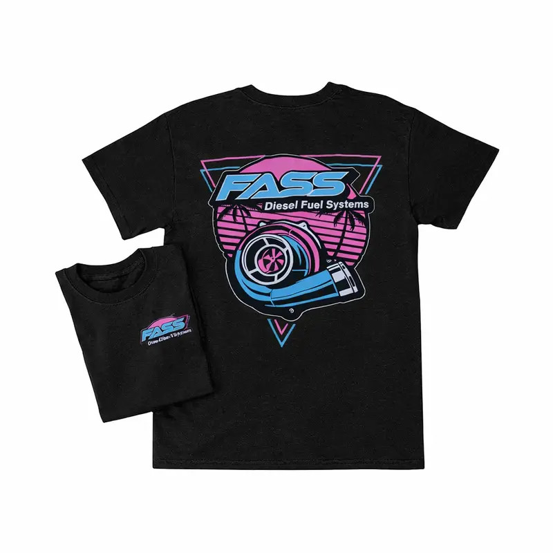FASS Diesel Fuel Systems T-Shirt with Turbocharger Neon Retro Graphic