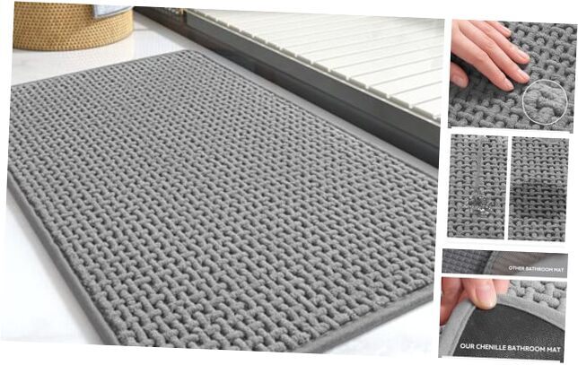 Soft Chenille Bath Mat with Rubber Backing, 5' x 3'7