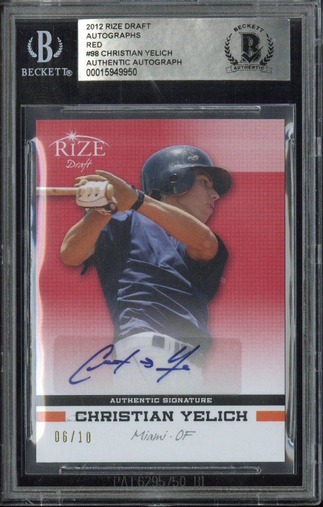 2012 Rize Draft Autographs Red Christian Yelich #98 BGS 0