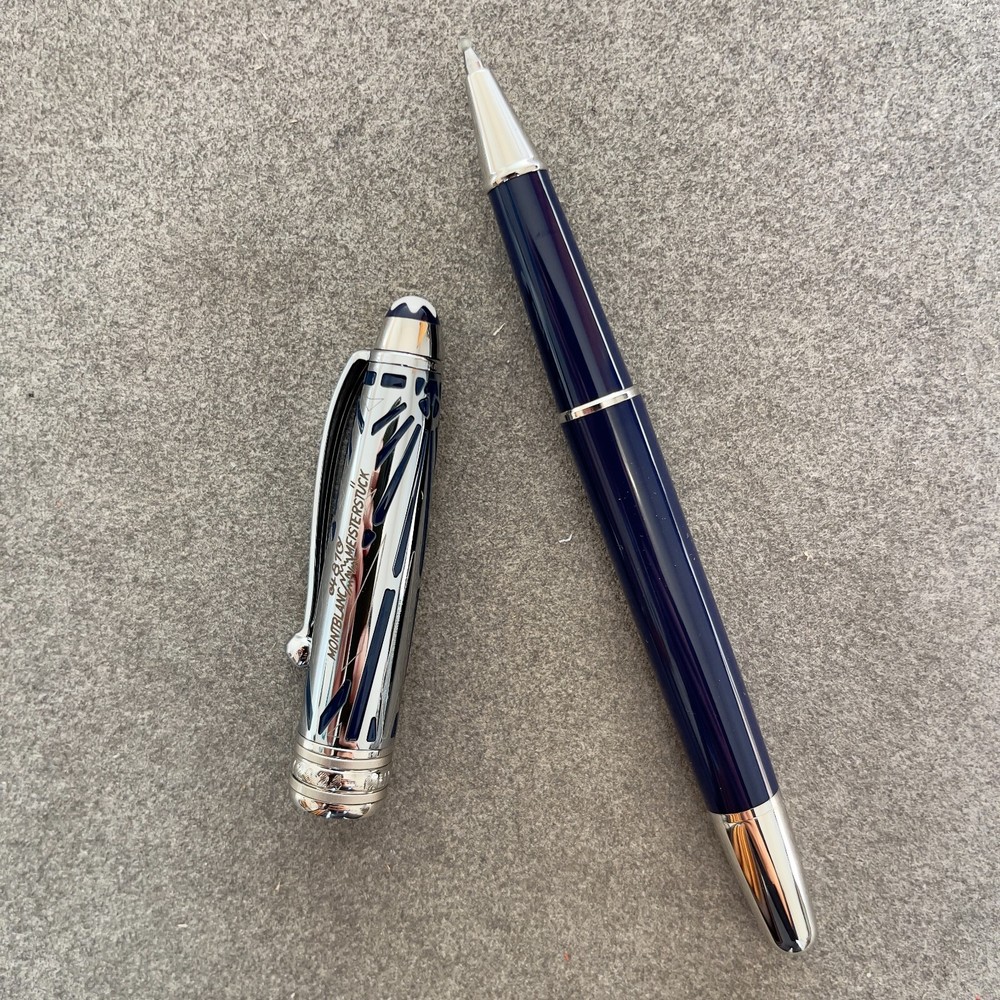 Deluxe Centenary Series Deep Blue + Silver Color 0.7mm Rollerball Pen No Box