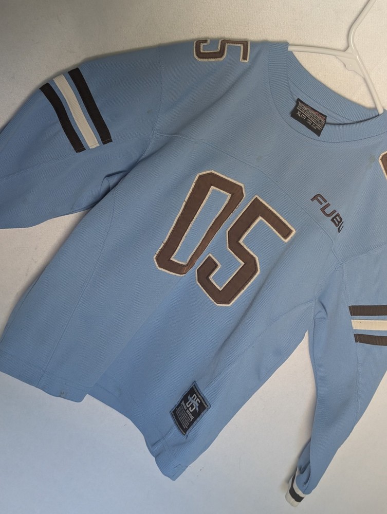 Vintage Official FUBU 05 Jersey Youth Xtra Large Long Sleeve Blue Stitched YXL