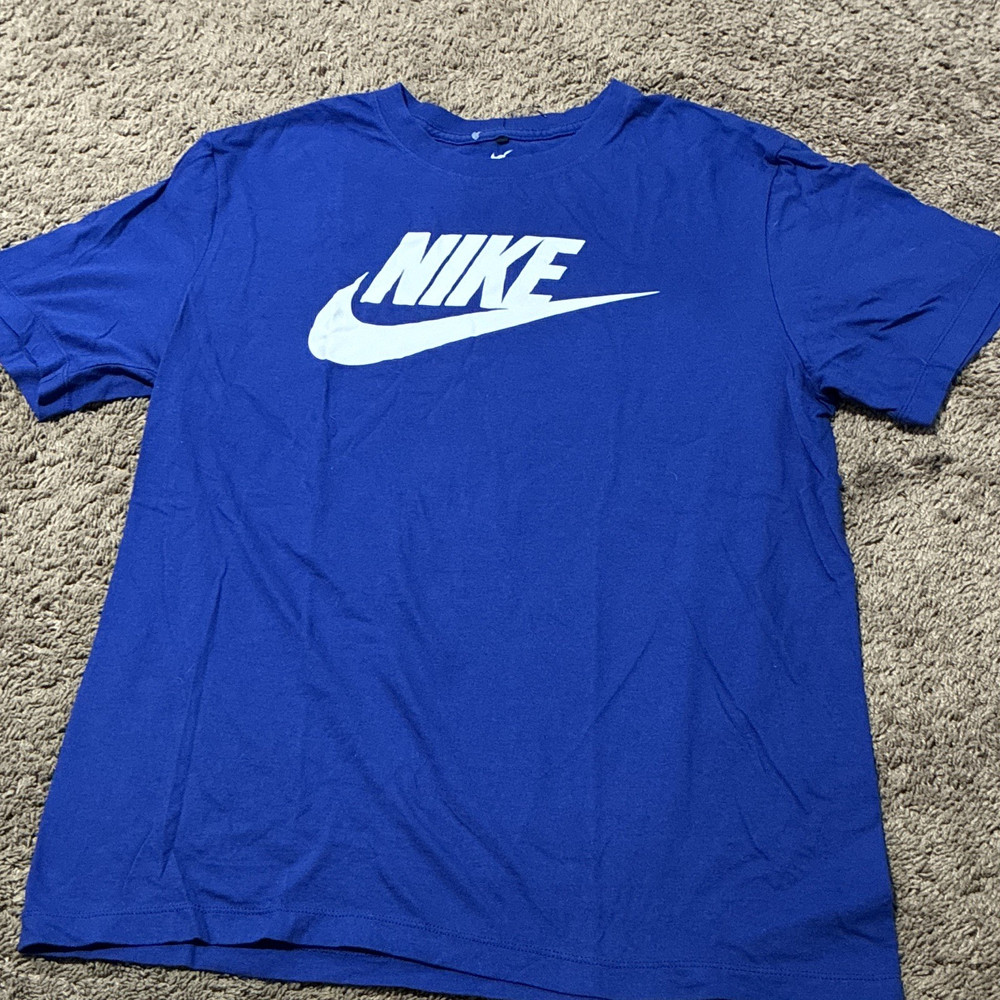Nike The Nike Tee Men's Blue/White Graphic Logo Crew Neck T-Shirt Size M