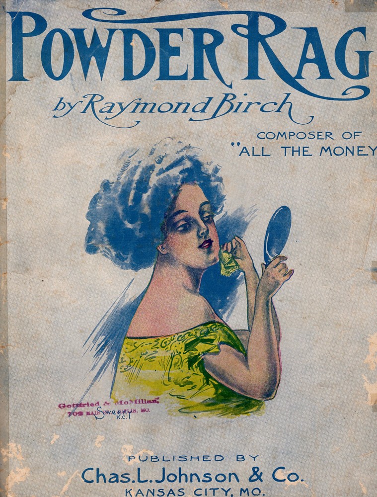 11x14 Ragtime Sheet Music  (1908)  'POWDER RAG' Chas. L. Johnson