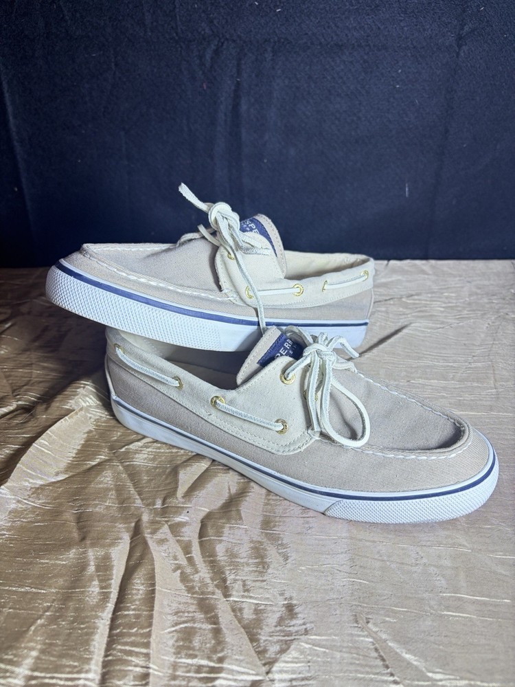 Sperry Top-Sider Women’s 8.5 Canvas Boat Shoes Tan Lace Up Casual Sneakers