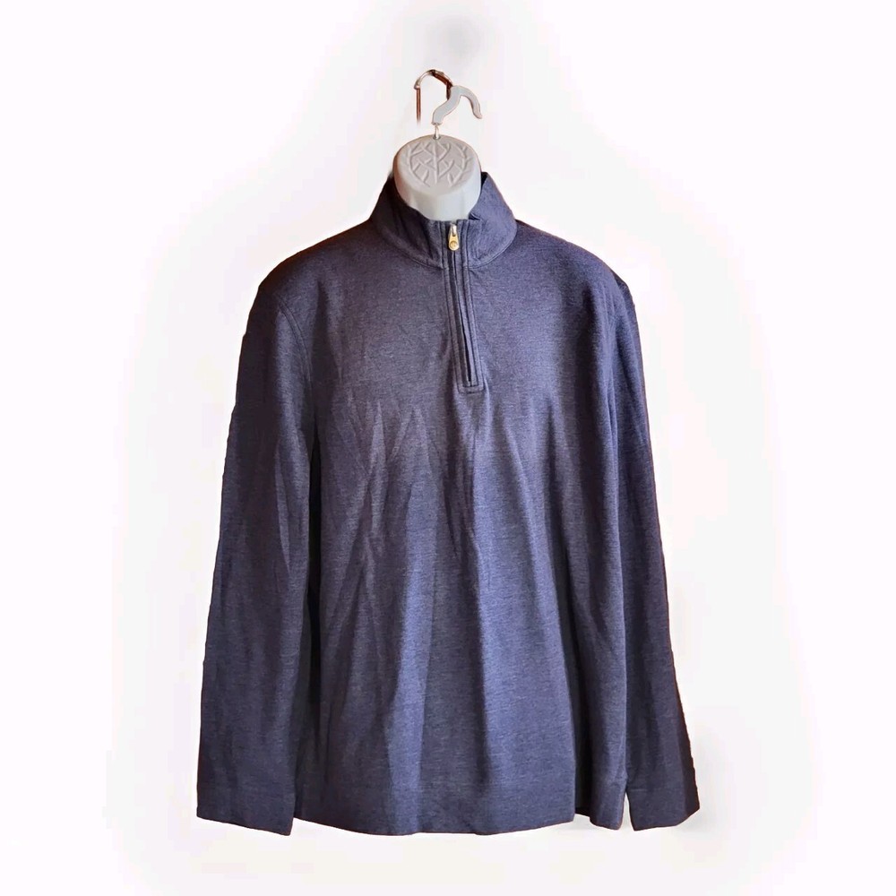 Jos A Bank Reserve Blue Long Sleeve 1/4 Zip Pullover Sweater Men's Sz XL