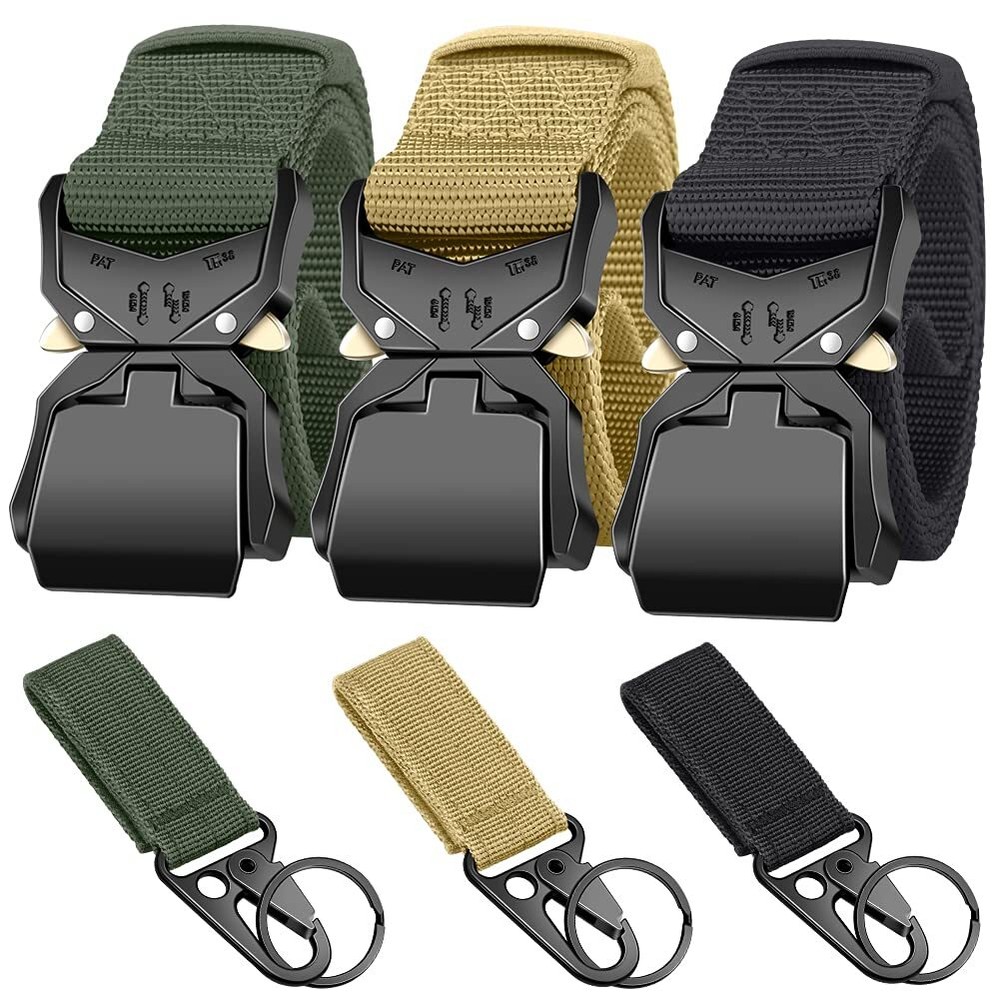 3-Pack Tactical Belt,Military Style Belt, Riggers Belts for Men, Heavy-Duty Q...