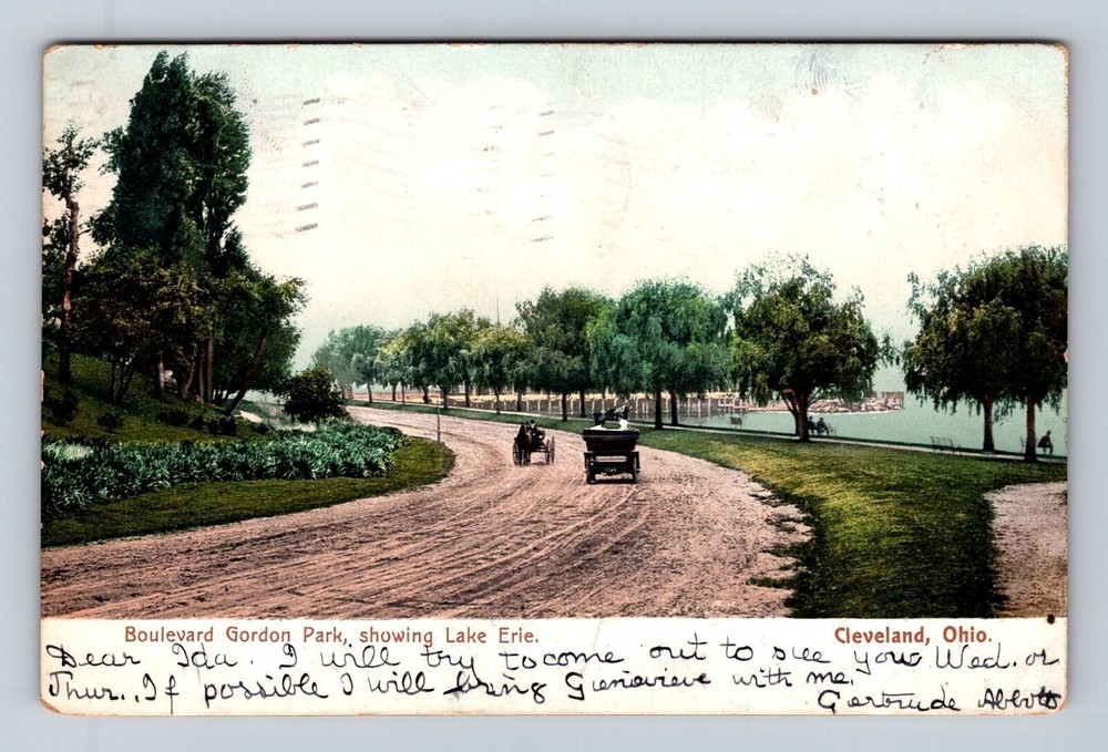 Cleveland OH-Ohio, Boulevard Gordon Park, Antique Vintage c1906 Postcard