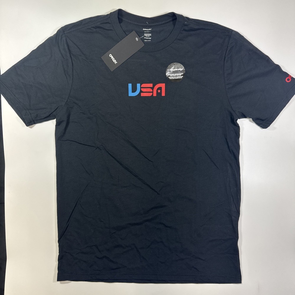 Oakley USA T-shirt Men Heather Black Size Small Tee Regular Fit Granite 457549