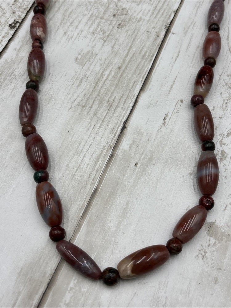 Vintage Carnelian Agate Beaded Necklace 34