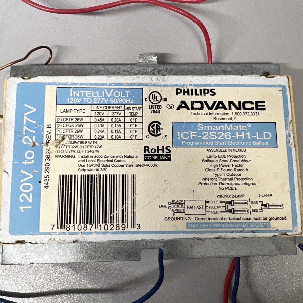 PHILIPS Advance SmartMate ICF-2S26-H1-LD Electronic Compact Fluorescent Ballast