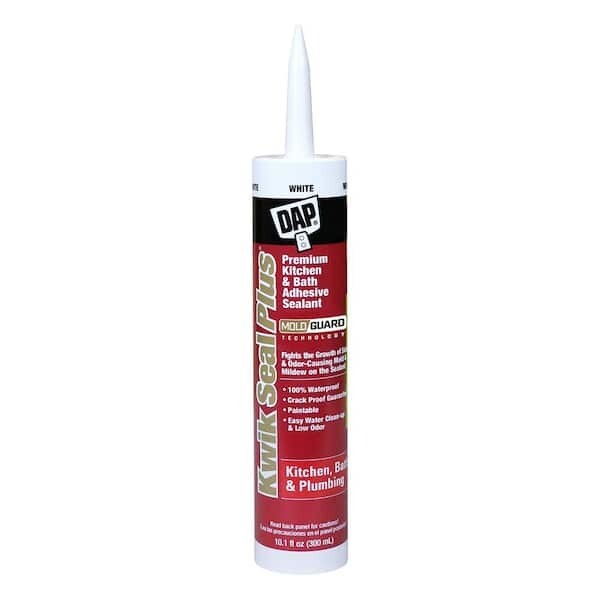Kwik Seal Plus 10.1 oz White Kitchen Bath Siliconized Caulk