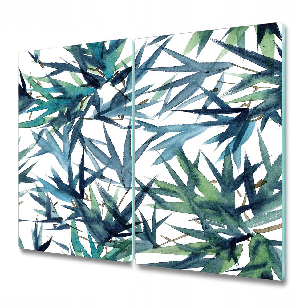 Glass Meat Board Worktop Saver Palms Slender turquoise green blue leaves 2x30x52