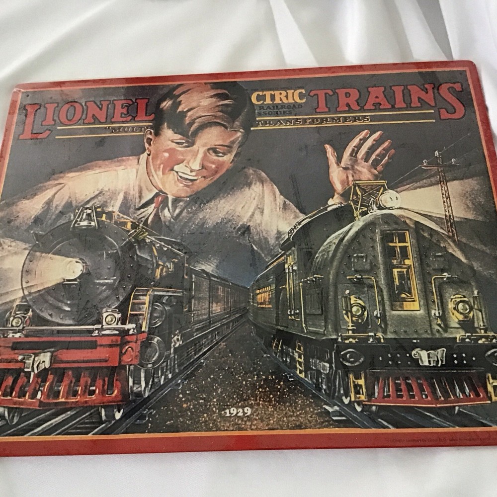 1998 LIONEL Electric Trains Tin Metal Sign 1929 Catalog Cover  Hallmark