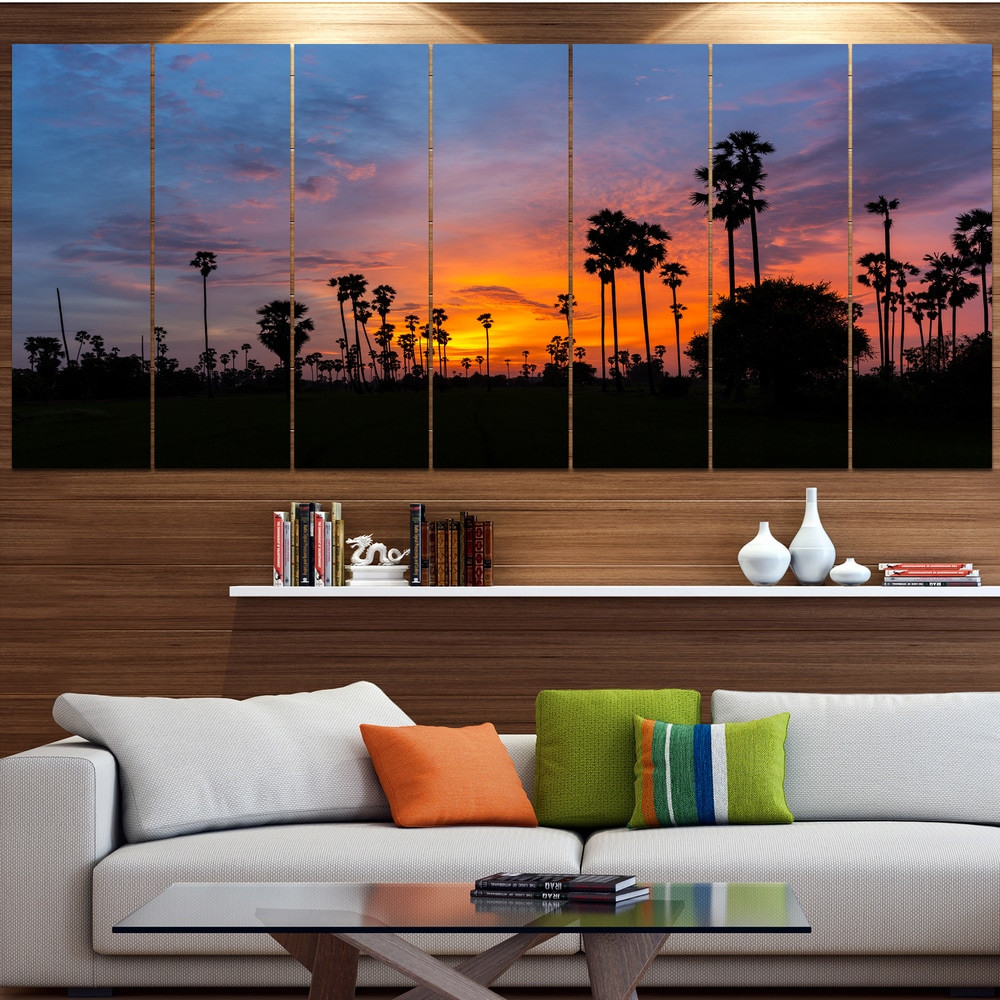 Modern Oversized Wall Art - Sugar Palm Tree Silhouette Landscape by Designart