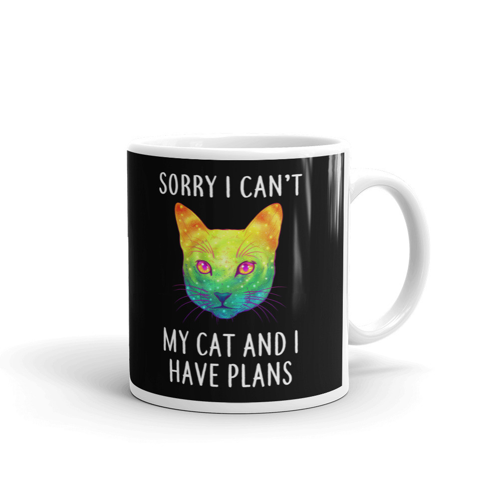 Sorry I Can't My Cat & I Have Plans Coffee Tea Ceramic Mug Office Work Cup Gift
