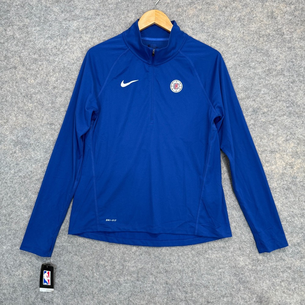 Nike LA Clippers Quarter Zip Pullover Dri-Fit Los Angeles Blue Performance 1/2