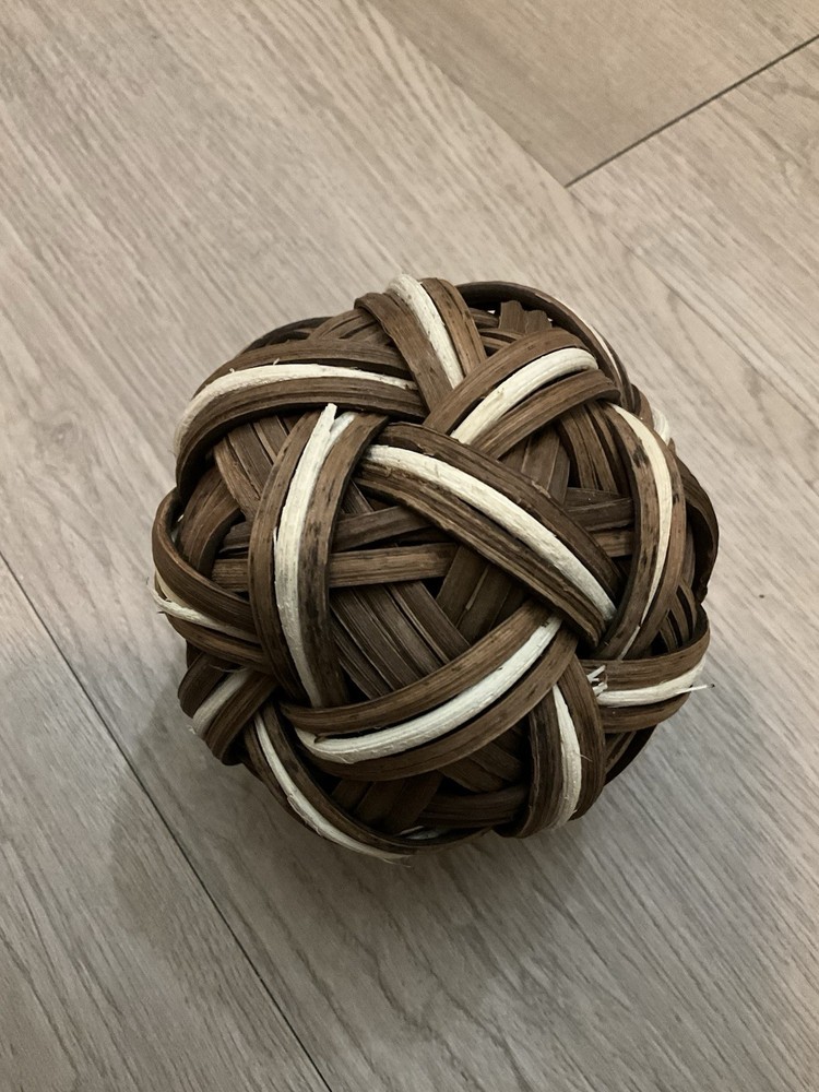 Rattan  Ball Woven Bamboo Brown & White Wicker Ball Rustic Primitive Decor