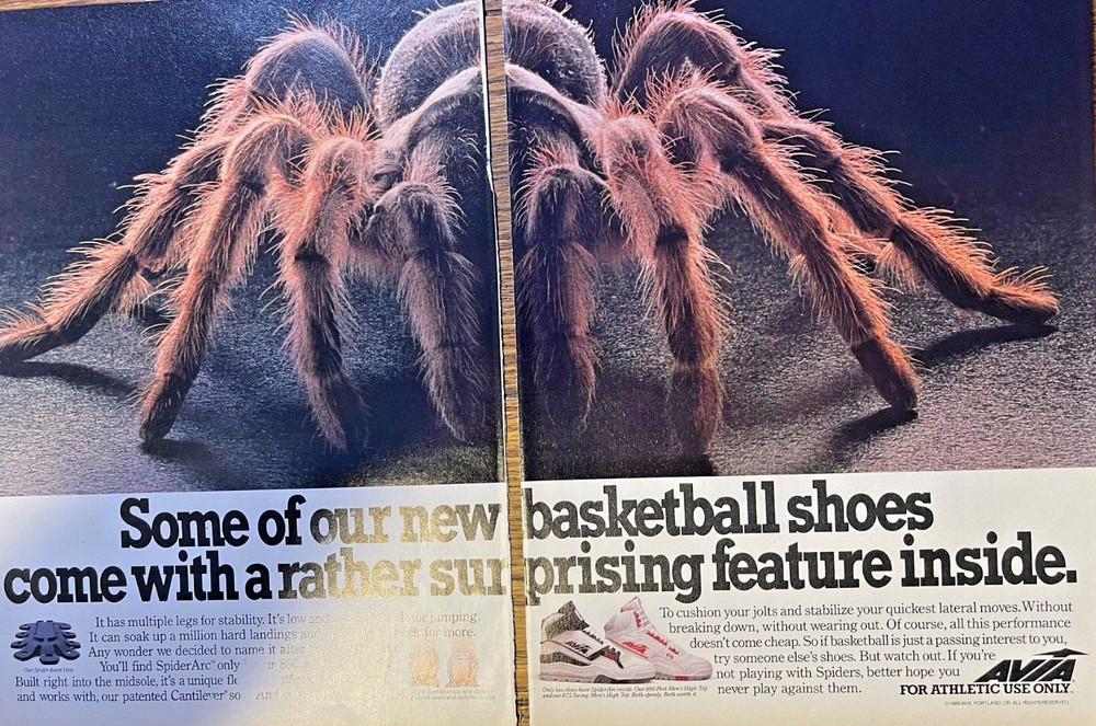 1989 Vintage Magazine Advertisement AVIA Basketball Shoes Tatantula