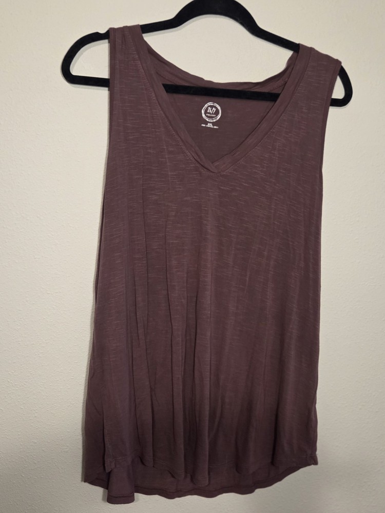 Maurices Brown V-Neck Sleeveless Rayon Spandex Tank Top Women's XXL