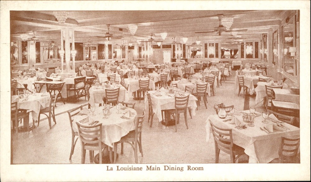 La Louisiane Main Dining Room ~ New Orleans Louisiana ~ vintage postcard