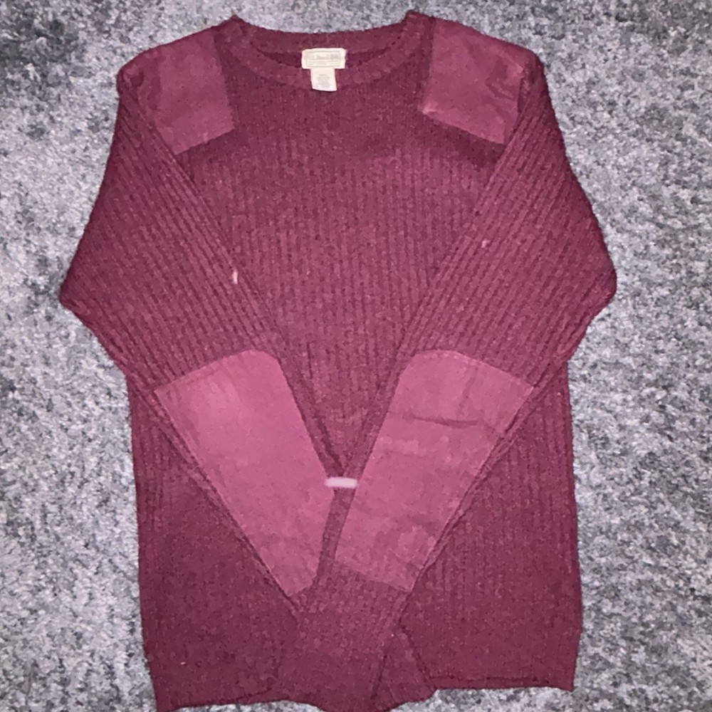 Vintage LL Bean Burgundy Sweater Men's L Tall 100% Wool Made In USA