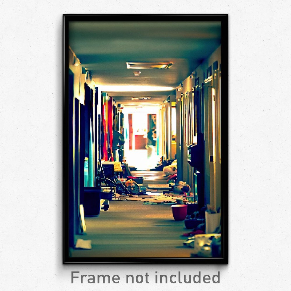 8 Bit Psychedelic Pixel Art Poster - Cluttered Corridor Video Game Print