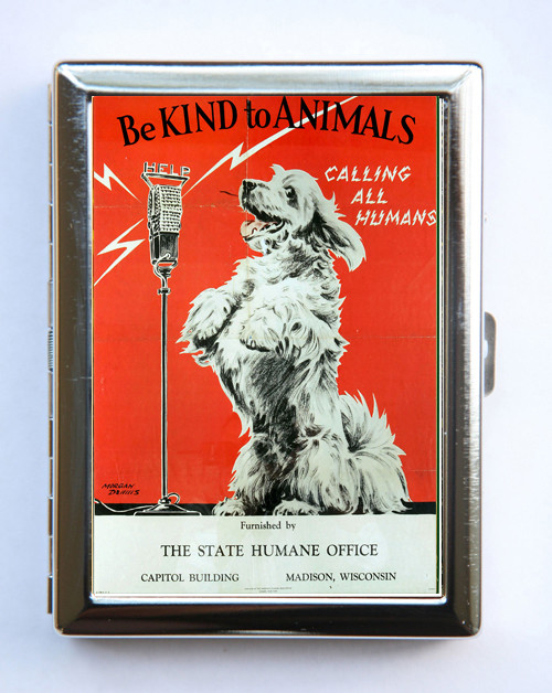 Be Kind To Animals Dog Cigarette Case Wallet Business Card Holder